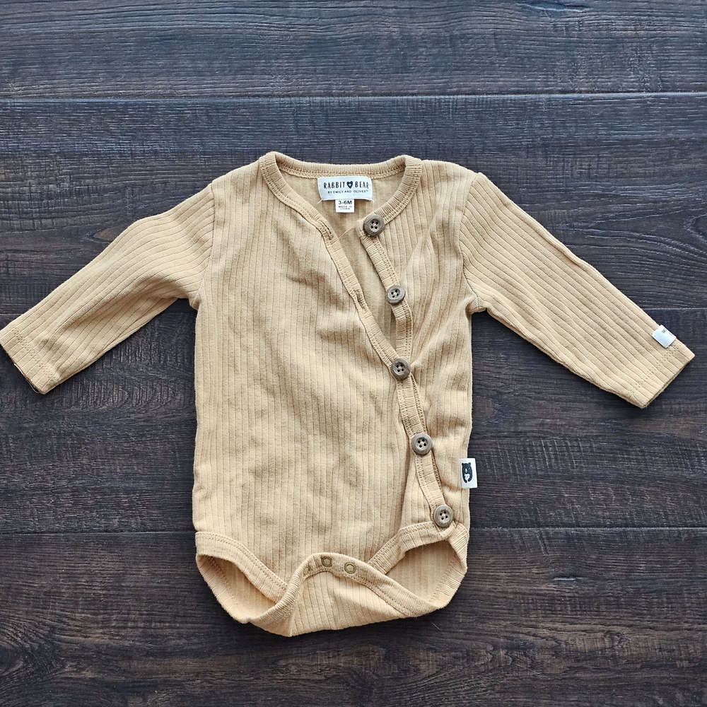 Ribbed Tan Kids One Piece Bodysuit